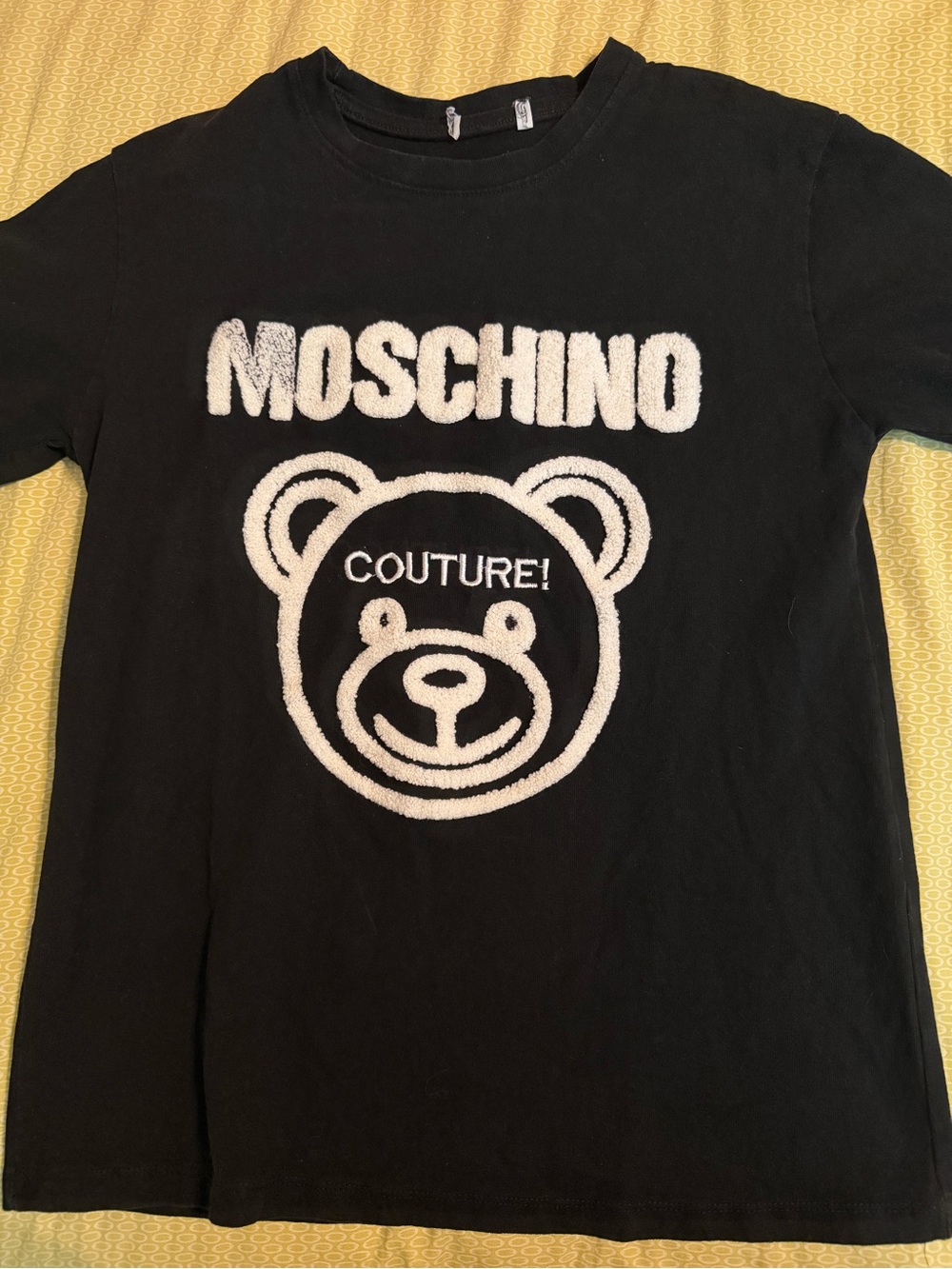Moschino Black Short-Sleeve Tee with White Teddy Motif